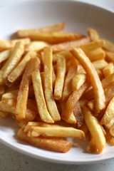 Plate of french fries. Selective focus. 
