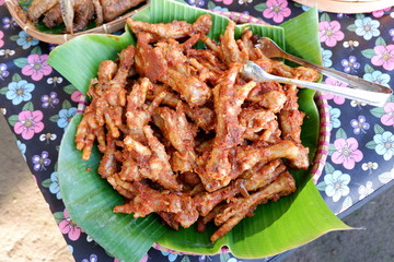 traditional food from Indonesia, called "oseng oseng ceker"