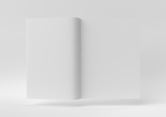 Creative minimal paper idea. Concept white Book with white background. 3d render, 3d illustration.