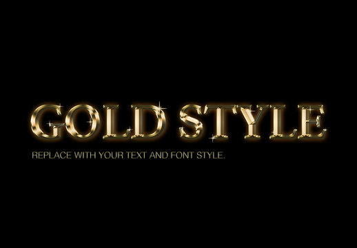 Golden Text Style smart layer photoshop mockup