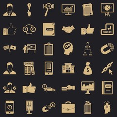 Business academy icons set. Simple style of 36 business academy vector icons for web for any design