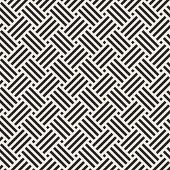 Vector seamless pattern. Geometric striped ornament. Linear weave lattice background.