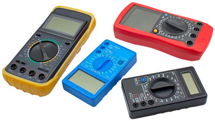 Digital  multimeters on a white