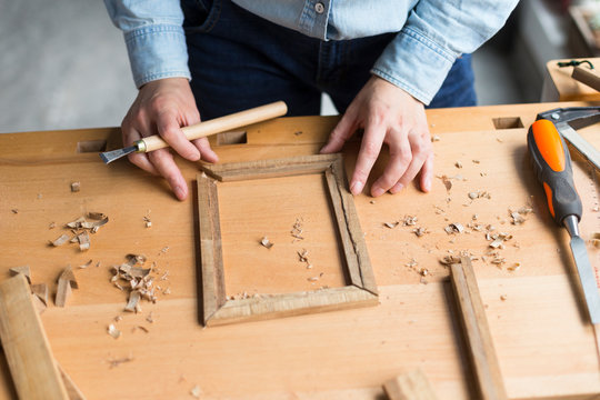 Female carpenter working