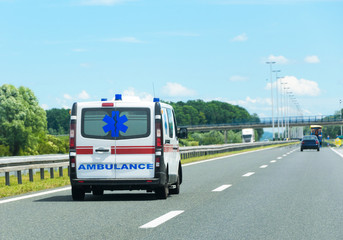 Ambulance van on road