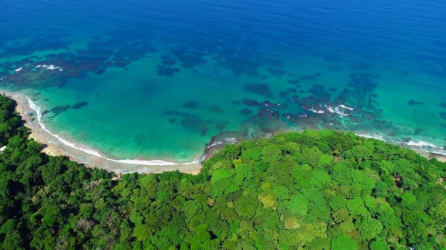 aerial view from Playa Chiquita in the Caribbean of Costa Rica between Puerto Viejo and Manzanillo