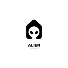 Alien Head logo template, vector illustration - Vector