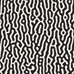 Vector seamless trendy pattern. Monochrome organic shapes texture. Abstract rounded messy lines stylish background.