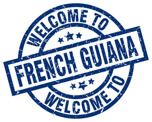 Fototapeta premium welcome to French Guiana blue stamp