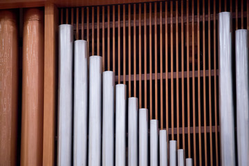 A pipe organ in the concert hall.