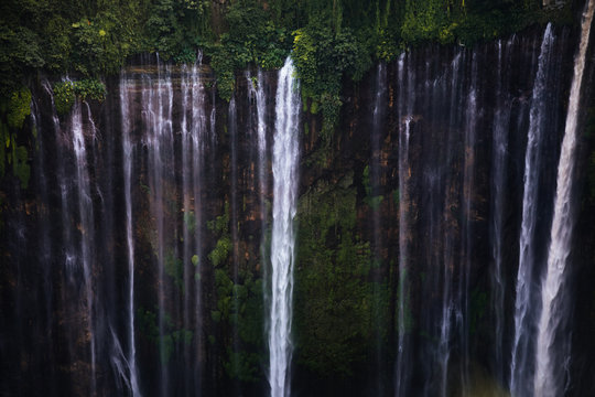 close up of huge waterfall on a tropical island
