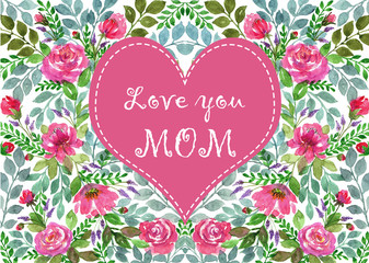Happy Mothers Day greeting card design watercolor illustration celebration background template © SinghrohaArt