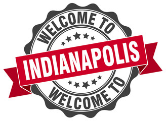 Obraz premium Indianapolis round ribbon seal