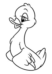 Duck funny animal character cartoon illustration isolated image coloring page