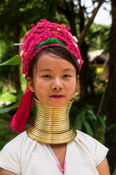 Portrait of a Long Neck Tribal woman in Chiang Mai, Thailand