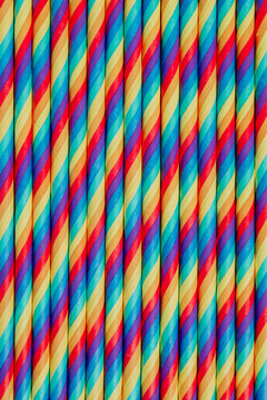 Striped straws with rainbow flag colours
