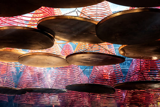 Circular incenses in Chinese temple, Hong Kong