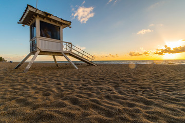Life guard tower on Miami beach in sunrise, Florida, USA