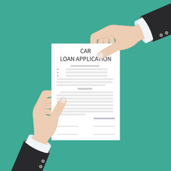 Car loan application form submission document paper work