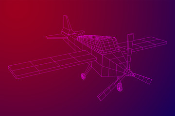 Plane Abstract polygonal wireframe airplane. Travel aircraft, tourism and vacation concept. Wireframe low poly mesh vector illustration