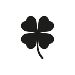 Fototapeta na wymiar Four leaf clover icon. Clover silhouette. Black icon. Vector.