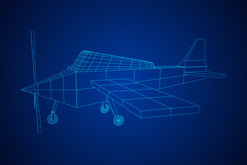 Plane Abstract polygonal wireframe airplane. Travel aircraft, tourism and vacation concept. Wireframe low poly mesh vector illustration