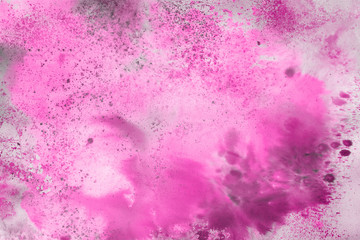 Pink watercolor and ink paper textures on white background. Chaotic stylish abstract organic design.