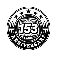 153 years anniversary. Anniversary logo design. Vector and illustration.