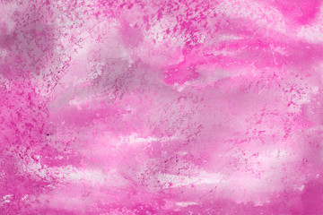 Pink watercolor and ink paper textures on white background. Chaotic stylish abstract organic design.