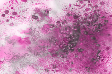 Pink watercolor and ink paper textures on white background. Chaotic stylish abstract organic design.