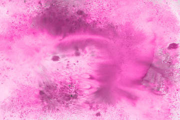 Pink watercolor and ink paper textures on white background. Chaotic stylish abstract organic design.