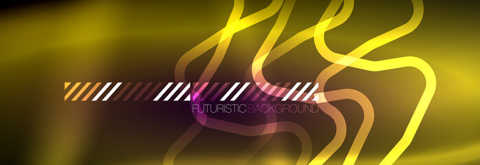 Glowing neon abstract lines, techno futuristic template