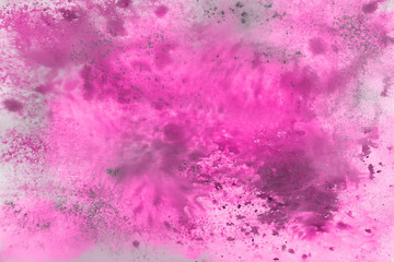 Pink watercolor and ink paper textures on white background. Chaotic stylish abstract organic design.
