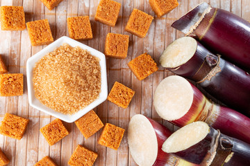 Sugarcane, and derivatives of brown sugar and panela from Colombia