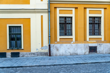 the close-up on the building in Budapest, Hungary