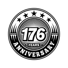 176 years anniversary. Anniversary logo design. Vector and illustration.