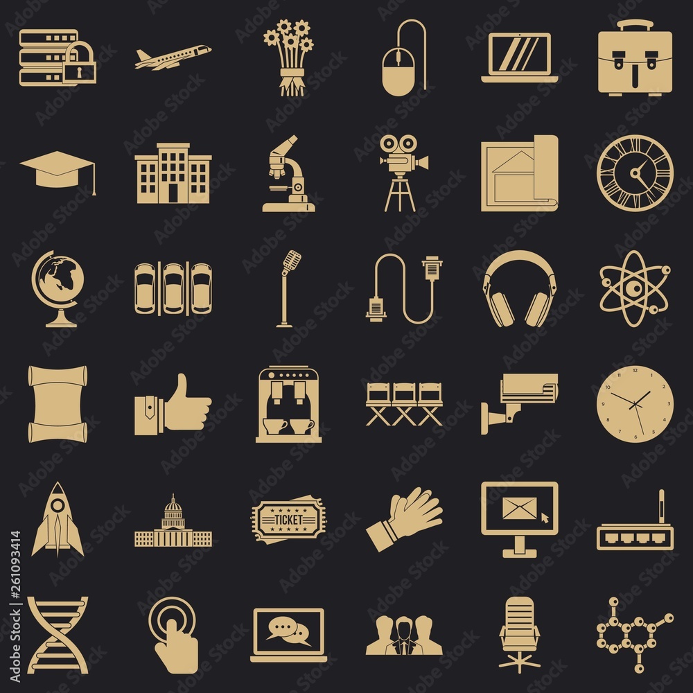 Poster good conference icons set. simple style of 36 good conference vector icons for web for any design