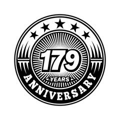 179 years anniversary. Anniversary logo design. Vector and illustration.