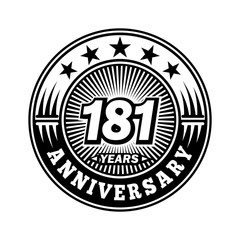 181 years anniversary. Anniversary logo design. Vector and illustration.