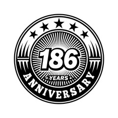 186 years anniversary. Anniversary logo design. Vector and illustration.