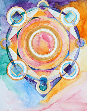 Hand-drawn mandala pattern, with watercolor paints and watercolor paper.