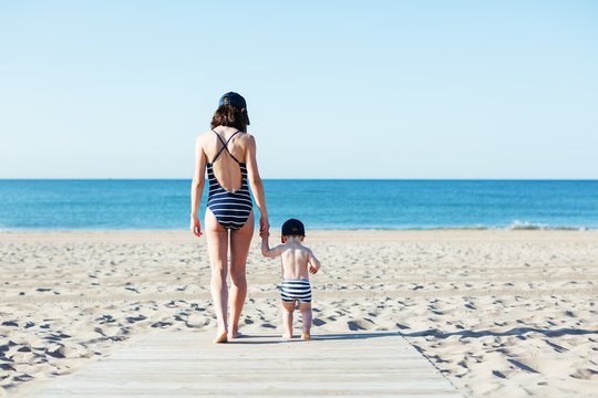 Family enjoying the beach.