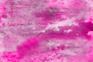 Pink watercolor and ink paper textures on white background. Chaotic stylish abstract organic design.