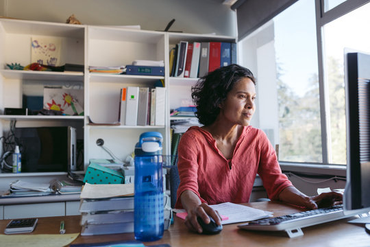 Woman sitting at desk