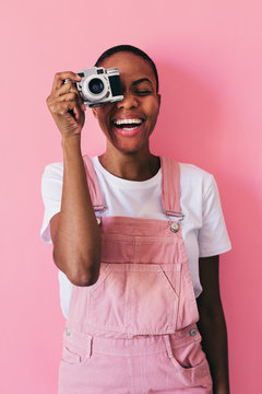 Woman on pink.