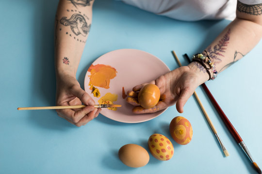 Easter making eggs with decoupage