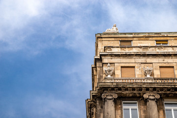 the close-up on the typical bulding in Budapest, Hungary
