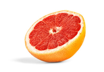 Half of ripe grapefruit isolated on white