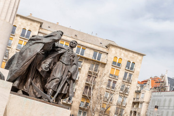 the close-up on the typical bulding in Budapest, Hungary