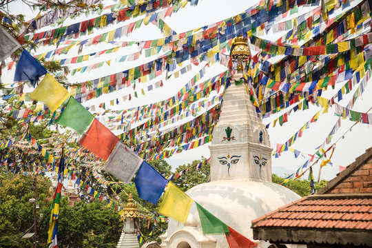 Prayer Flags at Buddhist Temple in Nepal